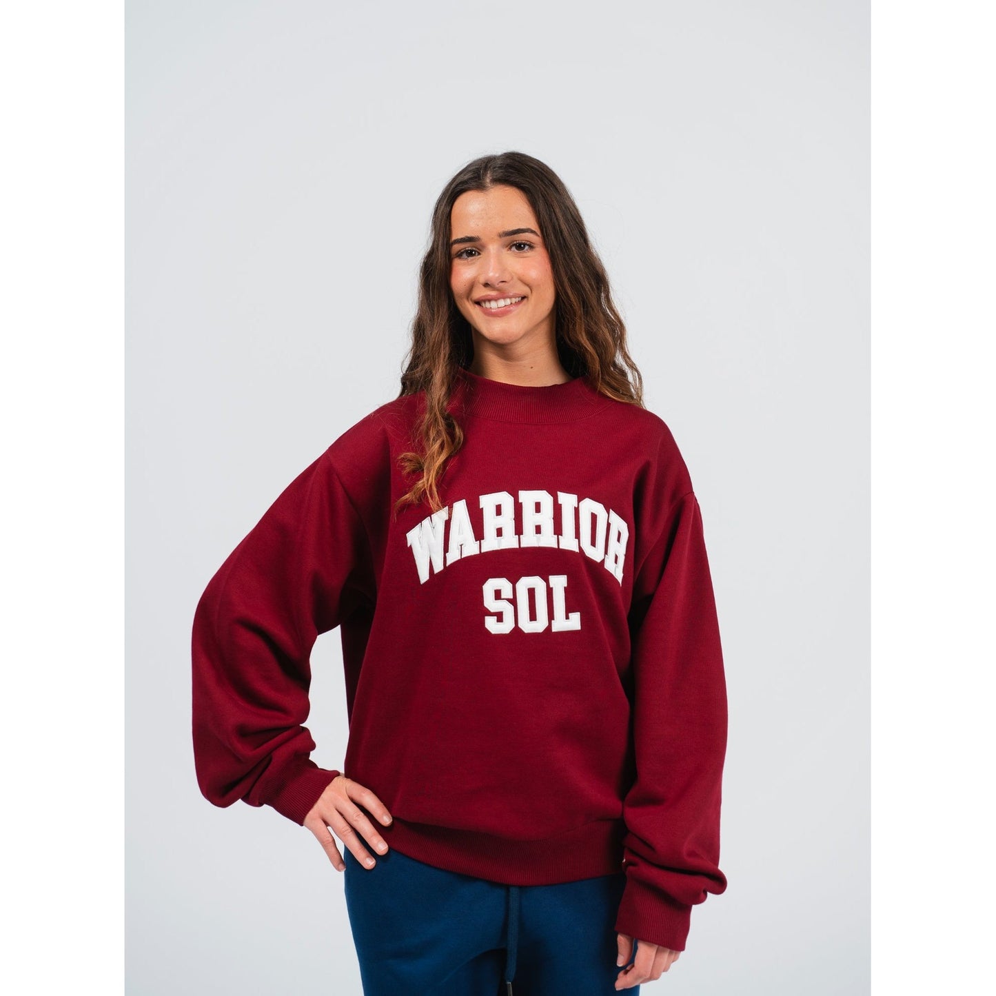 Warrior Sol Varsity Mockneck in Berry Red detail view