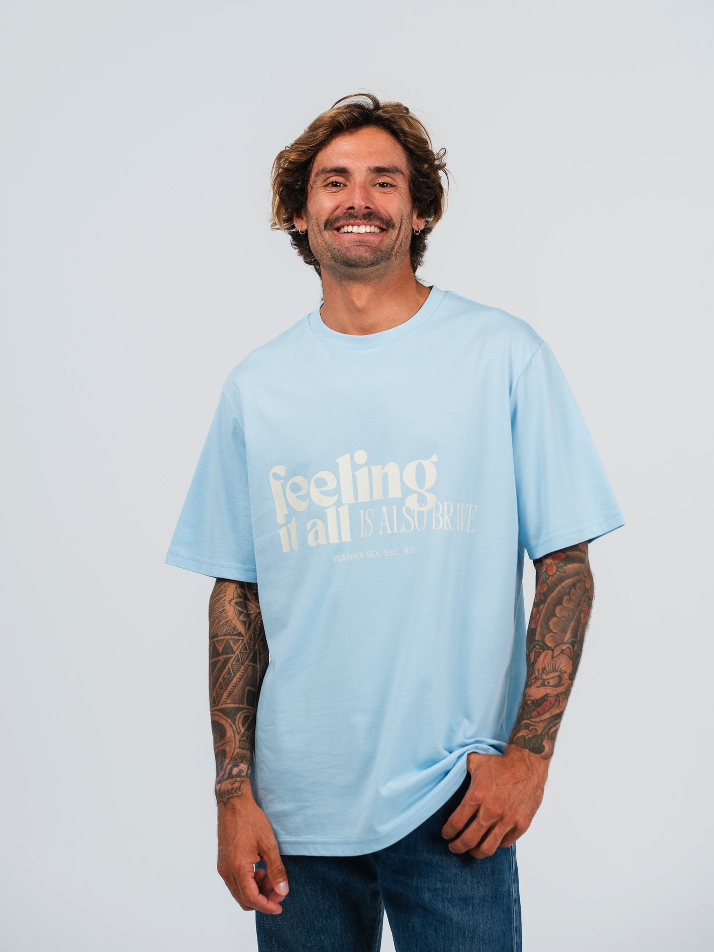 Feeling It All Brave Series T-Shirt in Light Blue - Front View